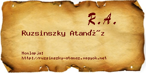 Ruzsinszky Atanáz névjegykártya